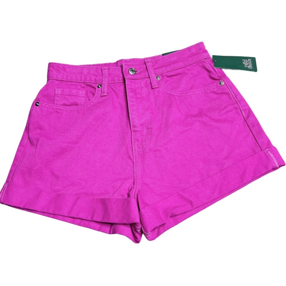 NWT Wild Fable Womens Pink High Waisted Cuffed Denim Summer Casual Shorts Size 4 - Picture 2 of 16
